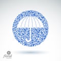 Beautiful flower-patterned umbrella. Stylized accessory Ã¢â¬â creative parasol, brolly graphic illustration, best for use in advert